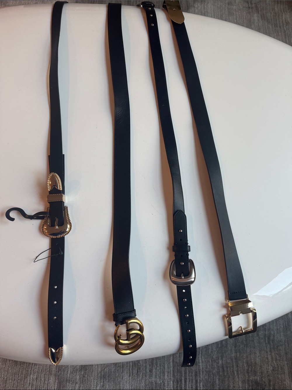 Women's Black Leather Belts with Gold & Silver Buckles